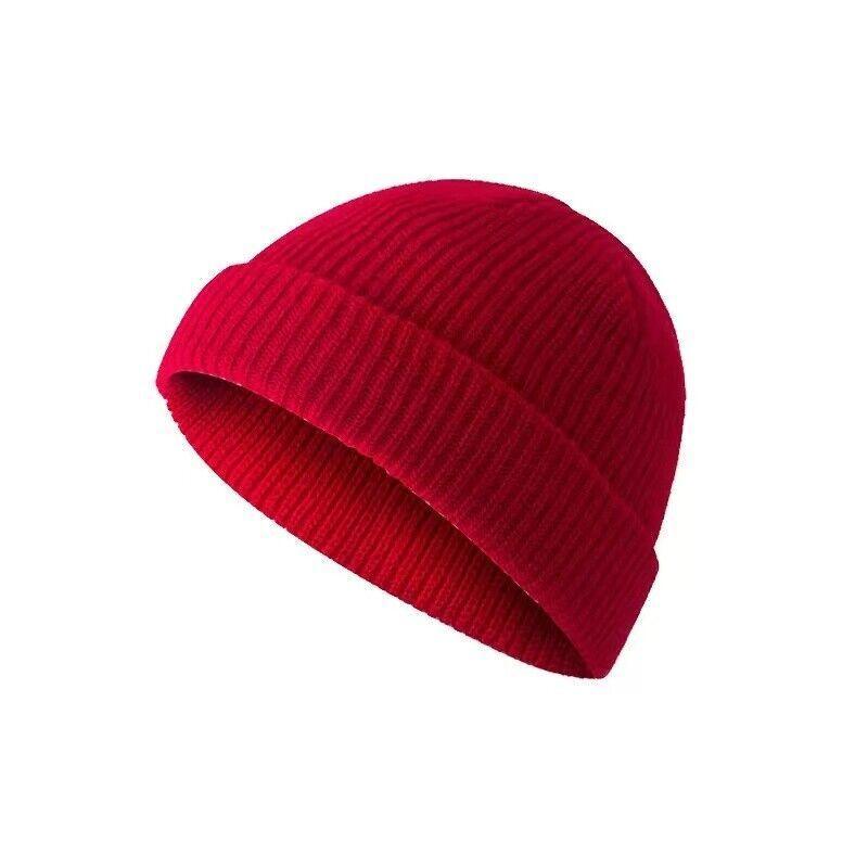 Men Women Mini Fisherman Beanie Winter Spring Hat Soft Knitted Docker Skull Cap-12