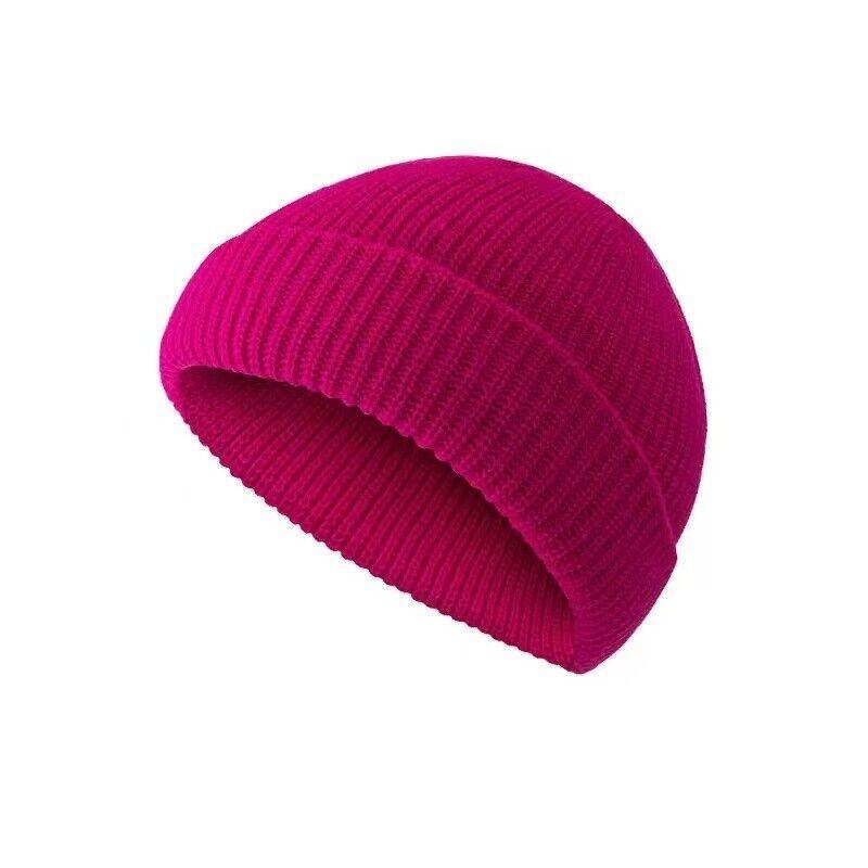 Men Women Mini Fisherman Beanie Winter Spring Hat Soft Knitted Docker Skull Cap-21
