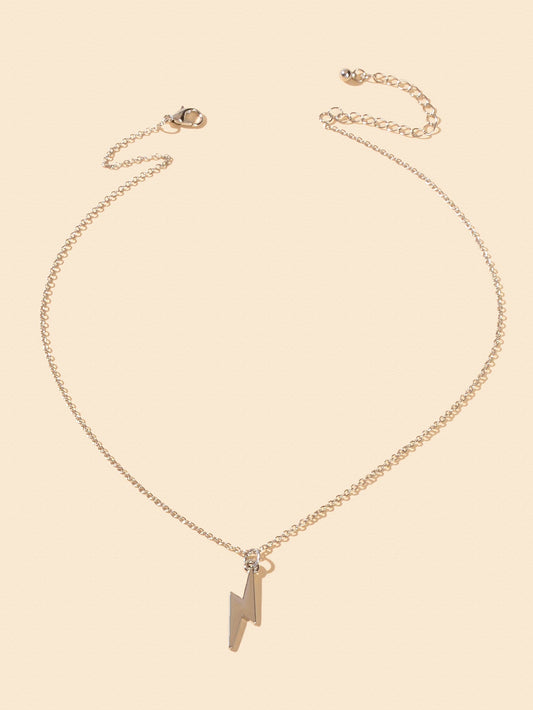 Gold Color Lightning Bolt Flash Charm Necklace Thunder Pendant Chain Collar Gift-1
