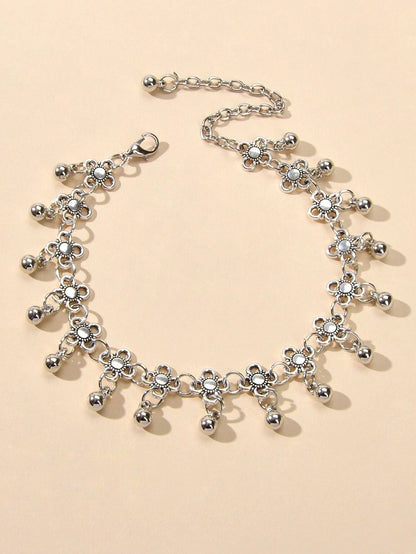 AU Post Foot Beach Jewelry Silver Chain Flower Round Balls Charm Anklet Bracelet-1