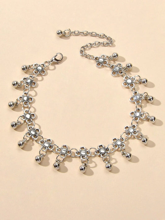 AU Post Foot Beach Jewelry Silver Chain Flower Round Balls Charm Anklet Bracelet-1