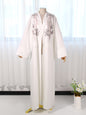 White coconut tree embroidered long cardigan