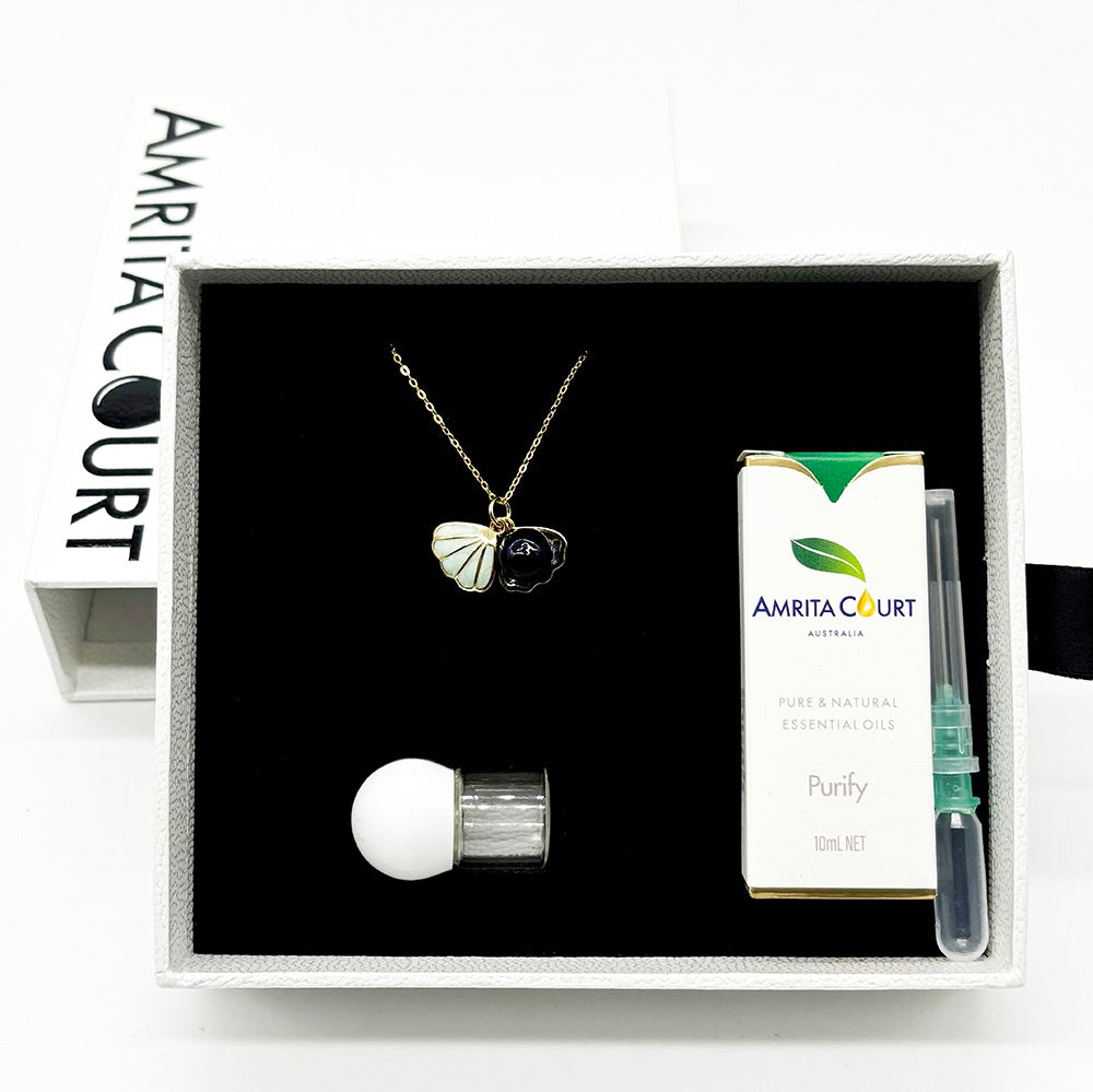 Green Shell Murano Aroma Necklace - Oceanic Depths | Energy & Healing | Diffuse on the go | Sterling Silver Gift