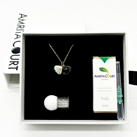 Green Shell Murano Aroma Necklace - Oceanic Depths | Energy & Healing | Diffuse on the go | Sterling Silver Gift