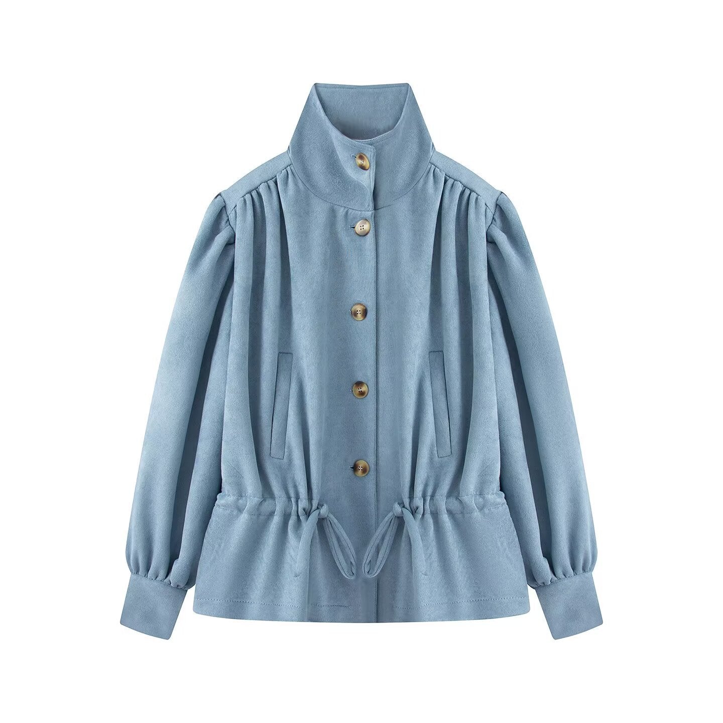 Bubble sleeve single breasted short windbreaker jacket