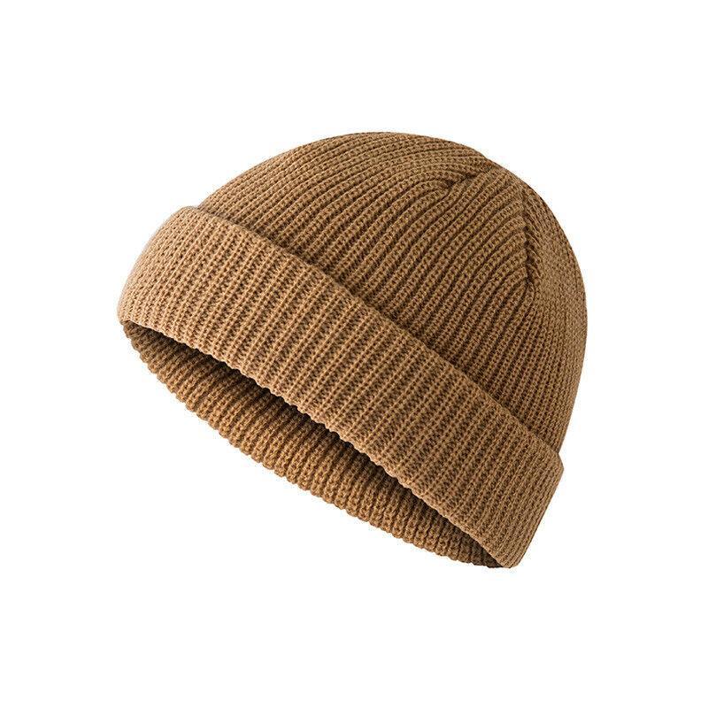 Men Women Mini Fisherman Beanie Winter Spring Hat Soft Knitted Docker Skull Cap-9