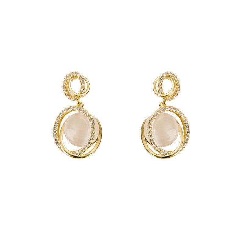 Silver Women Earrings Stud Crystal Cubic Zircon Dangle Wedding Gift