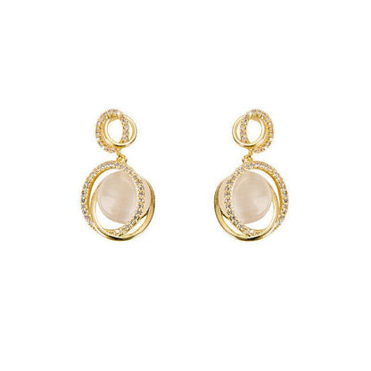 Silver Women Earrings Stud Crystal Cubic Zircon Dangle Wedding Gift