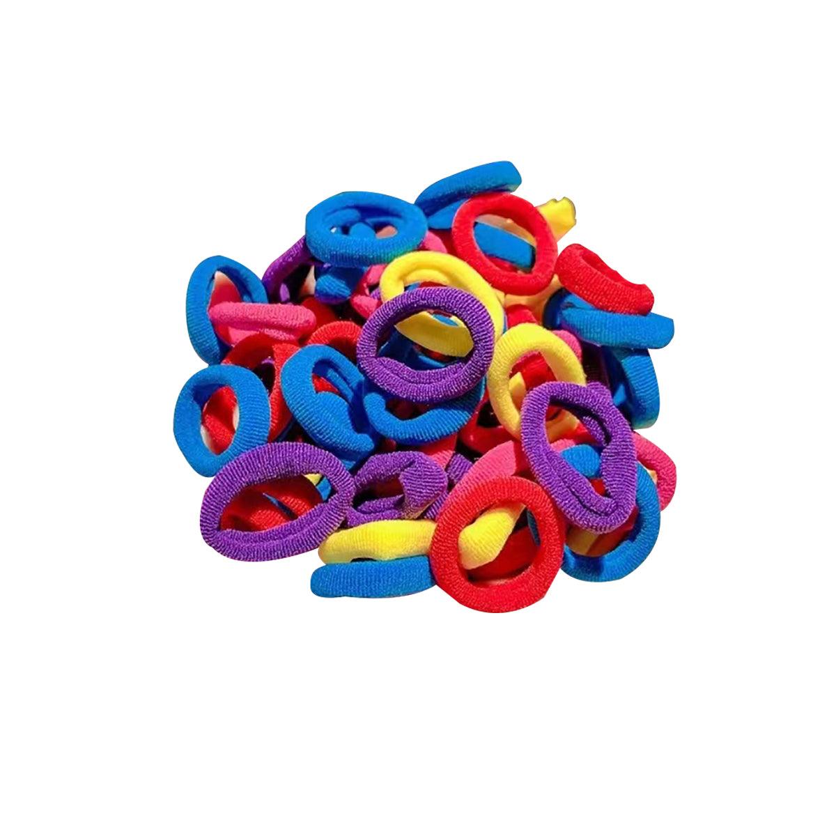 100PCS Colorful Elastic Hair Ties for Girl Ponytails High Stretch Hair Bands Set-5