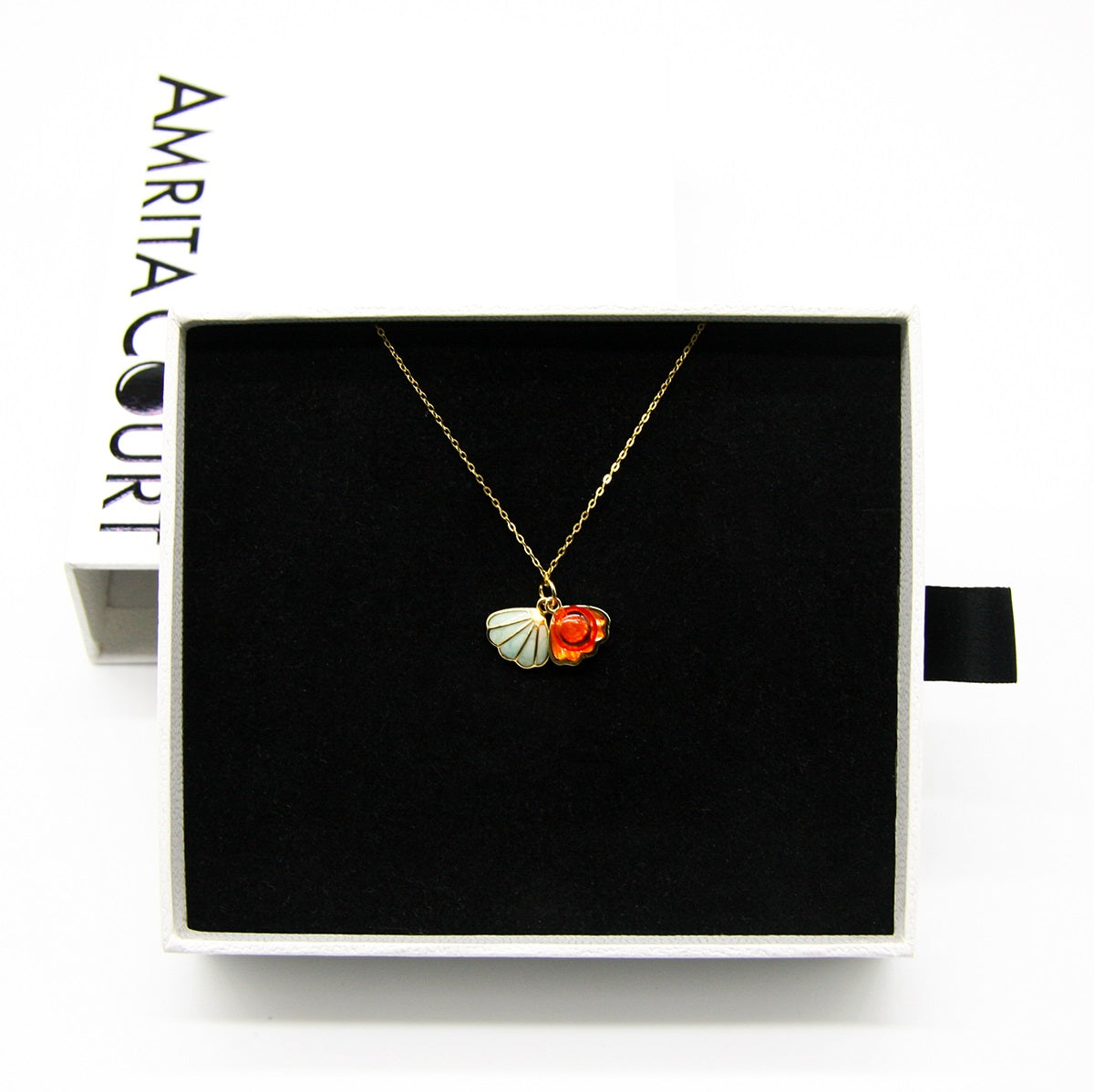 Green Shell Murano Aroma Necklace - Sunset Coral | Energy & Healing | Diffuse on the go | Sterling Silver
