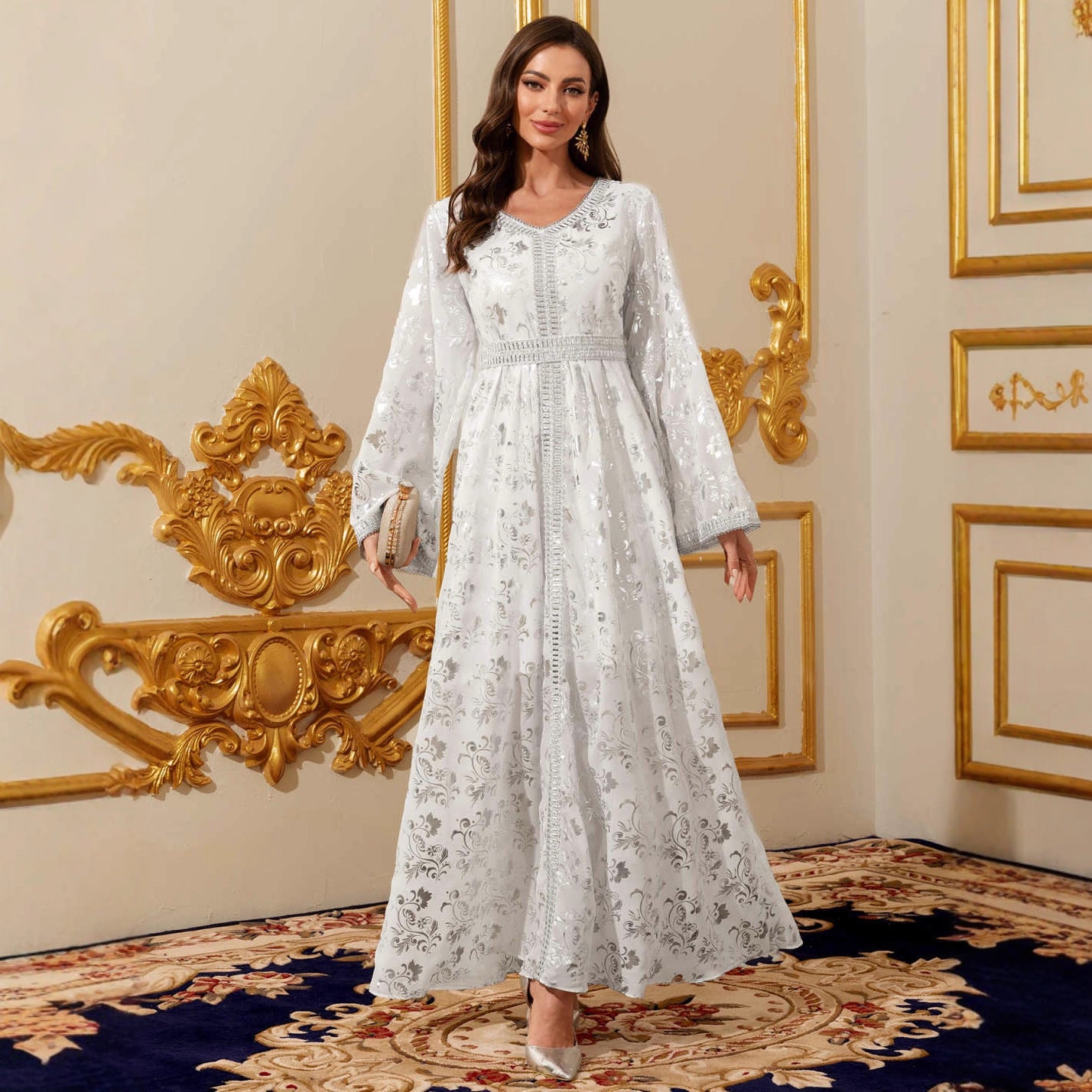 V-neck long sleeved dress