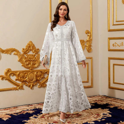 V-neck long sleeved dress