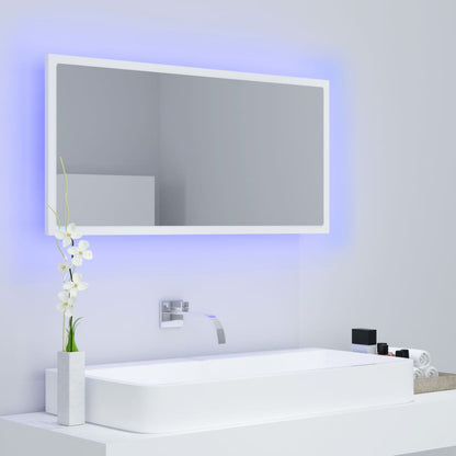 NNEVL LED Bathroom Mirror White 90x8.5x37 cm Chipboard-4