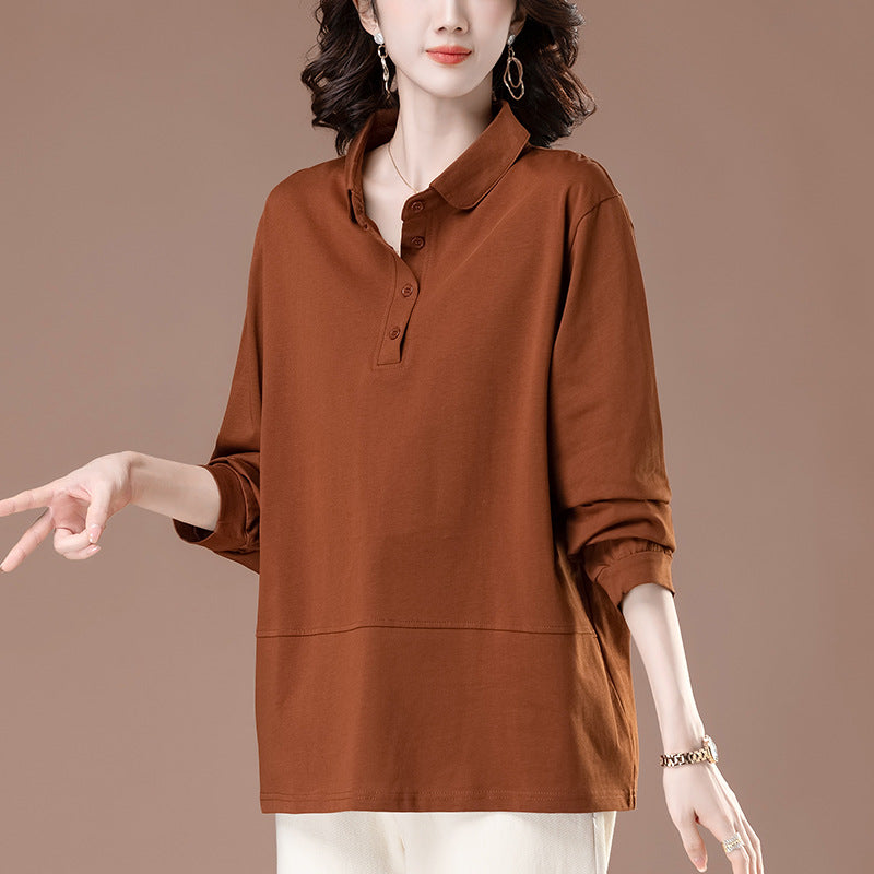 Women's collar long sleeved T-shirt
