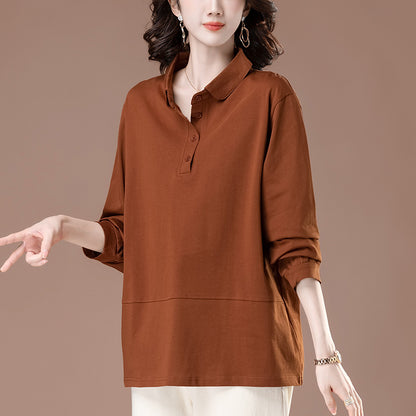 Women's collar long sleeved T-shirt