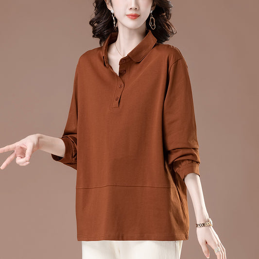Women's collar long sleeved T-shirt