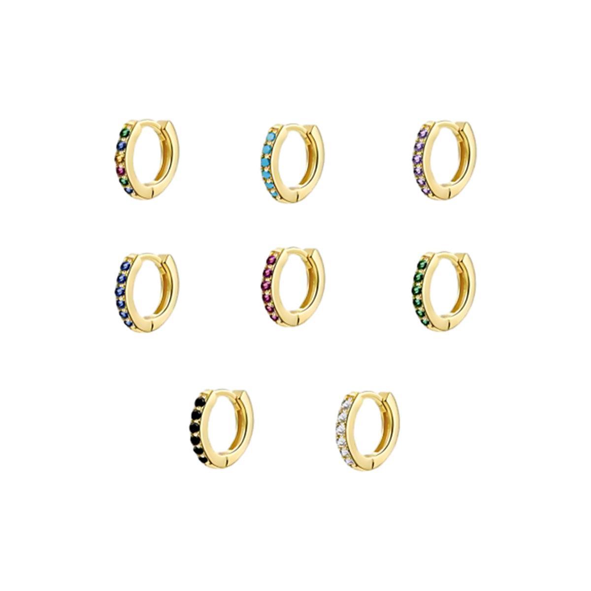 925 Sterling Silver Gold Rings Plated Cubic Crystal Cuff Huggie Hoop Earrings Au