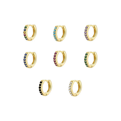 925 Sterling Silver Gold Rings Plated Cubic Crystal Cuff Huggie Hoop Earrings Au
