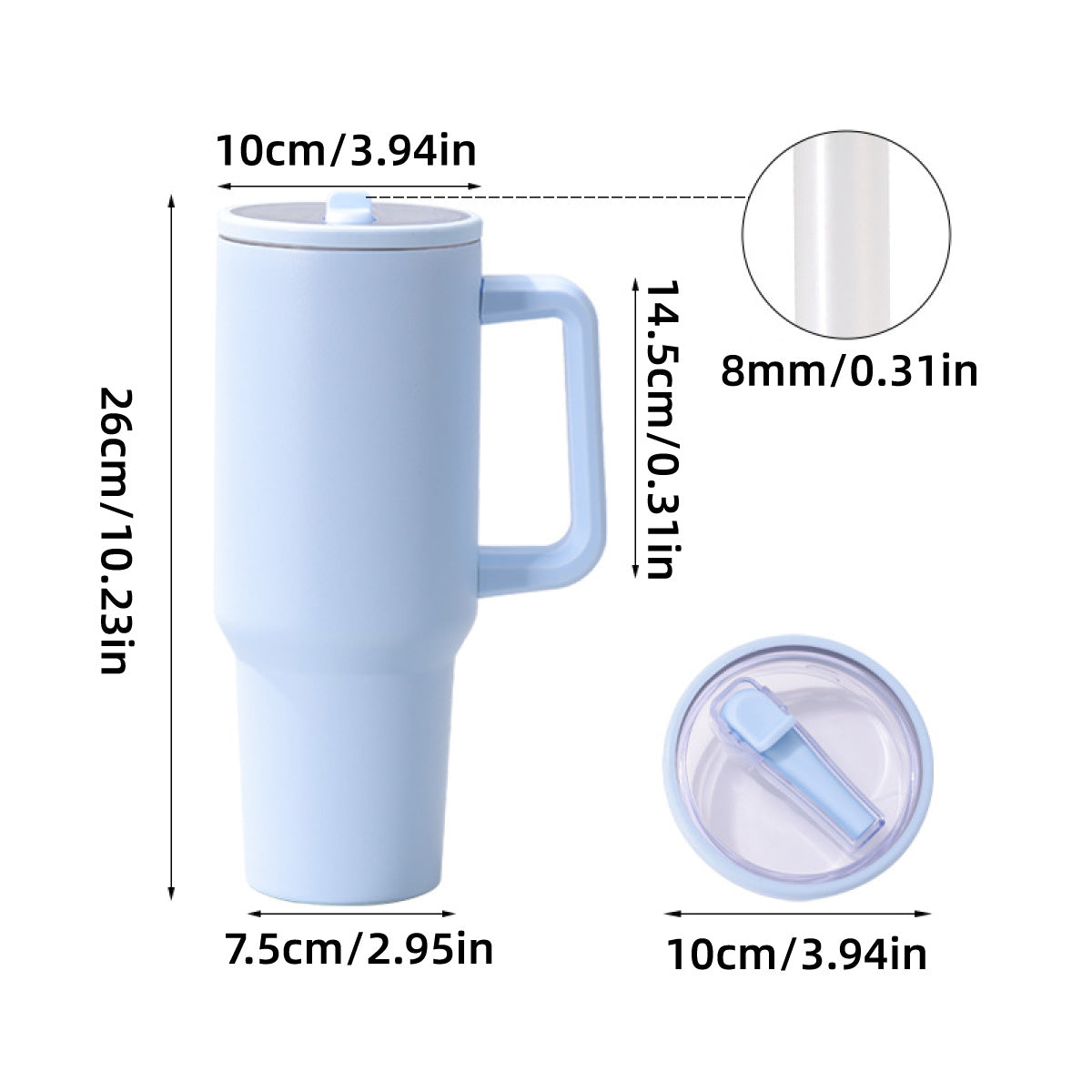 Travel Tumbler 40oz Stainless Steel Insulated Mug with Lid Handle for Drinks-2