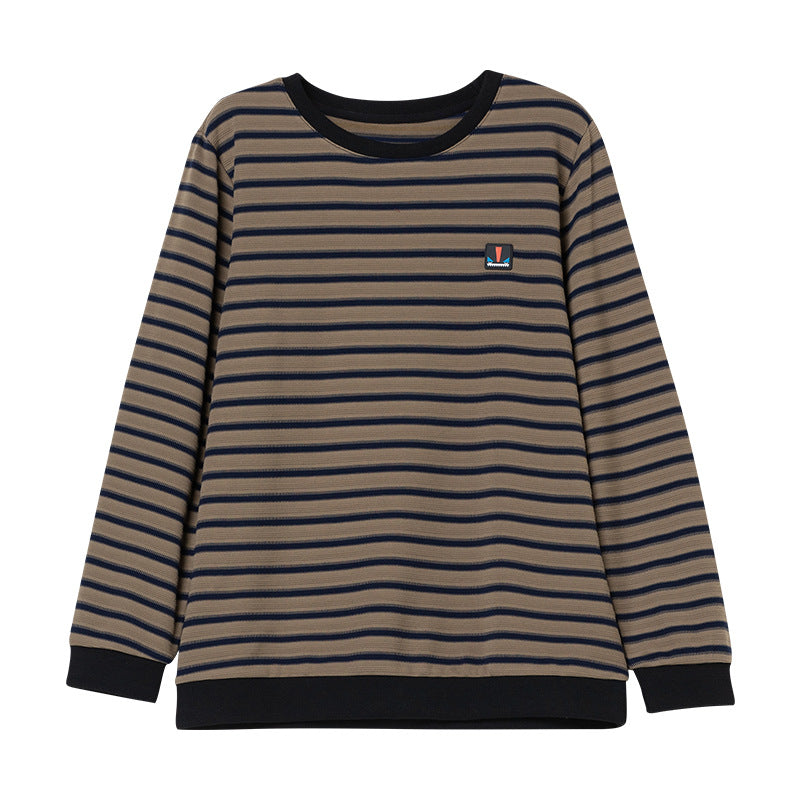Striped round neck long sleeved top