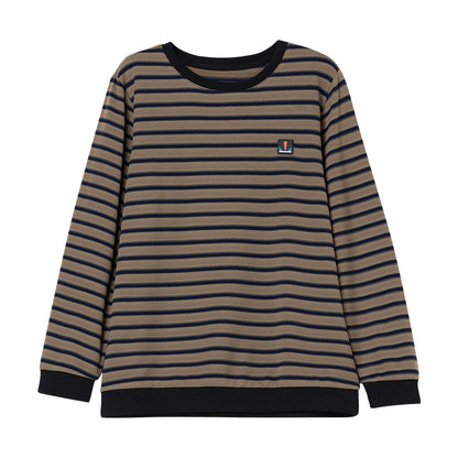 Striped round neck long sleeved top
