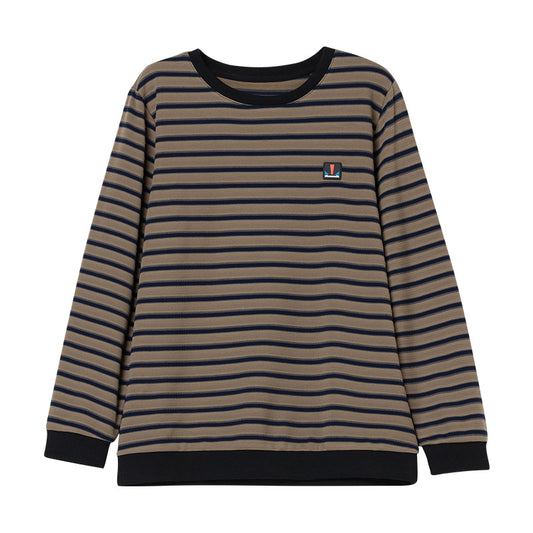 Striped round neck long sleeved top