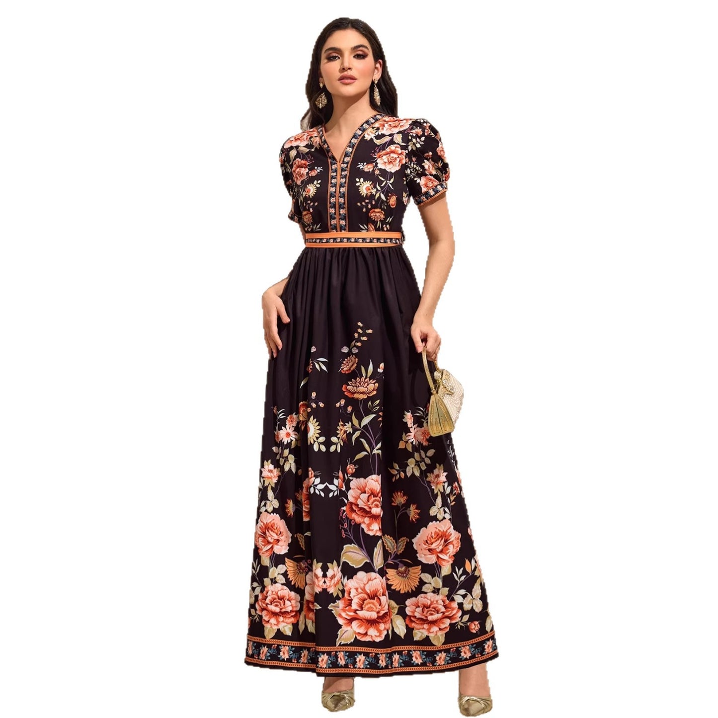 V-neck printed dress