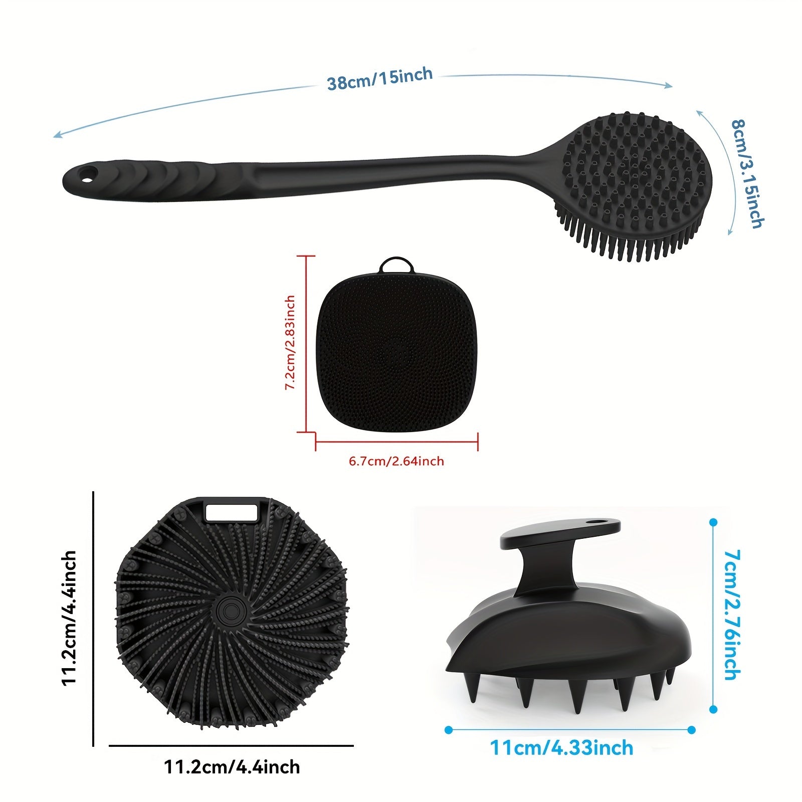 NNETM Silicone Bath Brush Set Gentle Exfoliating (4pcs)-3