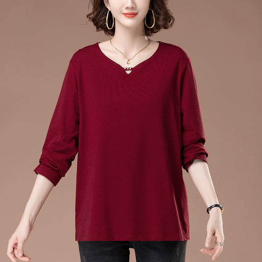 V-neck long sleeved T-shirt for women