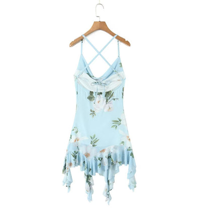 Asymmetric Knitted Strap Swing Neck Dress