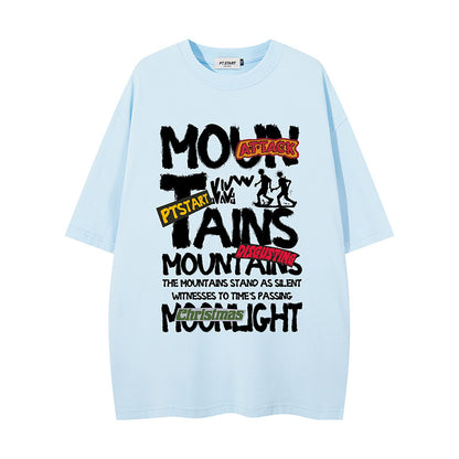 Graffiti letter printed short sleeved shirt