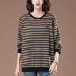 Striped round neck long sleeved top