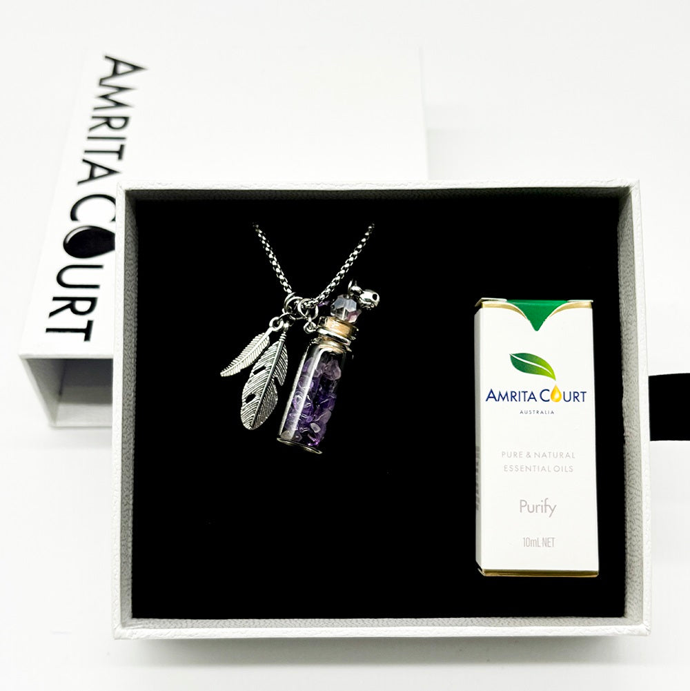 Amethyst Diffuser Necklace | Aroma Jewelry | Energy & Healing | Diffusing on the go