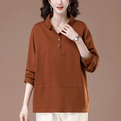 Women's collar long sleeved T-shirt
