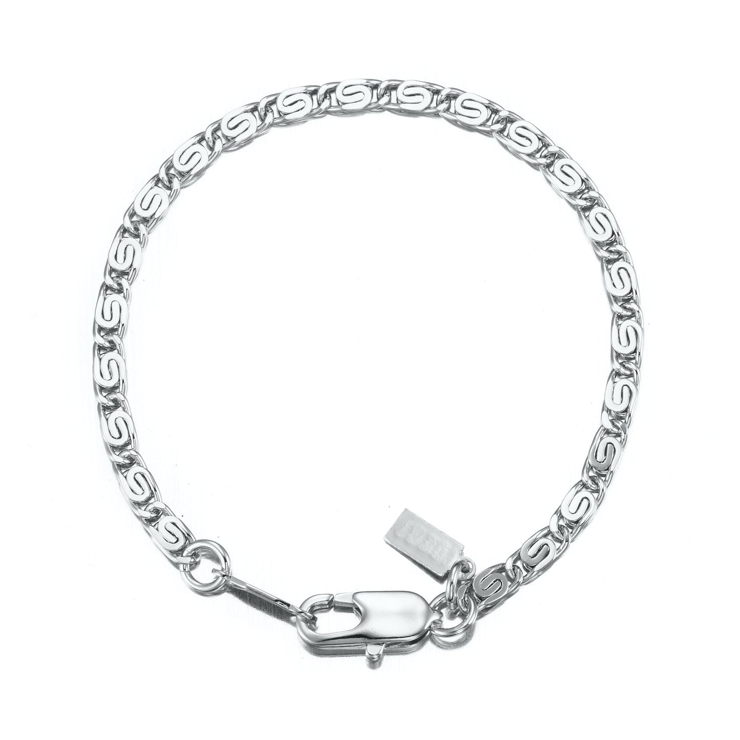 925 Sterling Silver Plated Scroll Link Child Bracelet with Parrot Clasp - USA Made