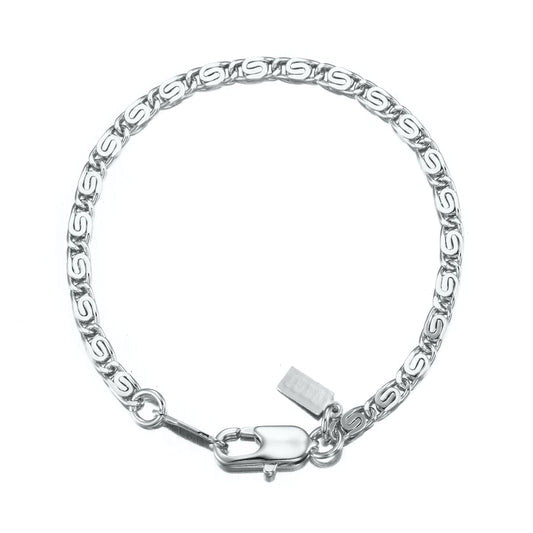 925 Sterling Silver Plated Scroll Link Child Bracelet with Parrot Clasp - USA Made