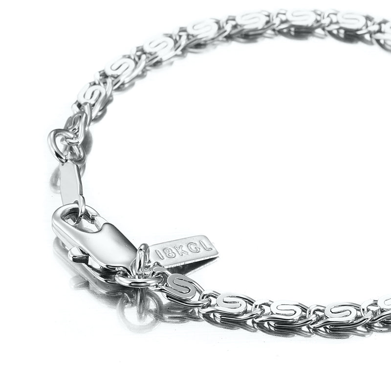 925 Sterling Silver Plated Scroll Link Child Bracelet with Parrot Clasp - USA Made