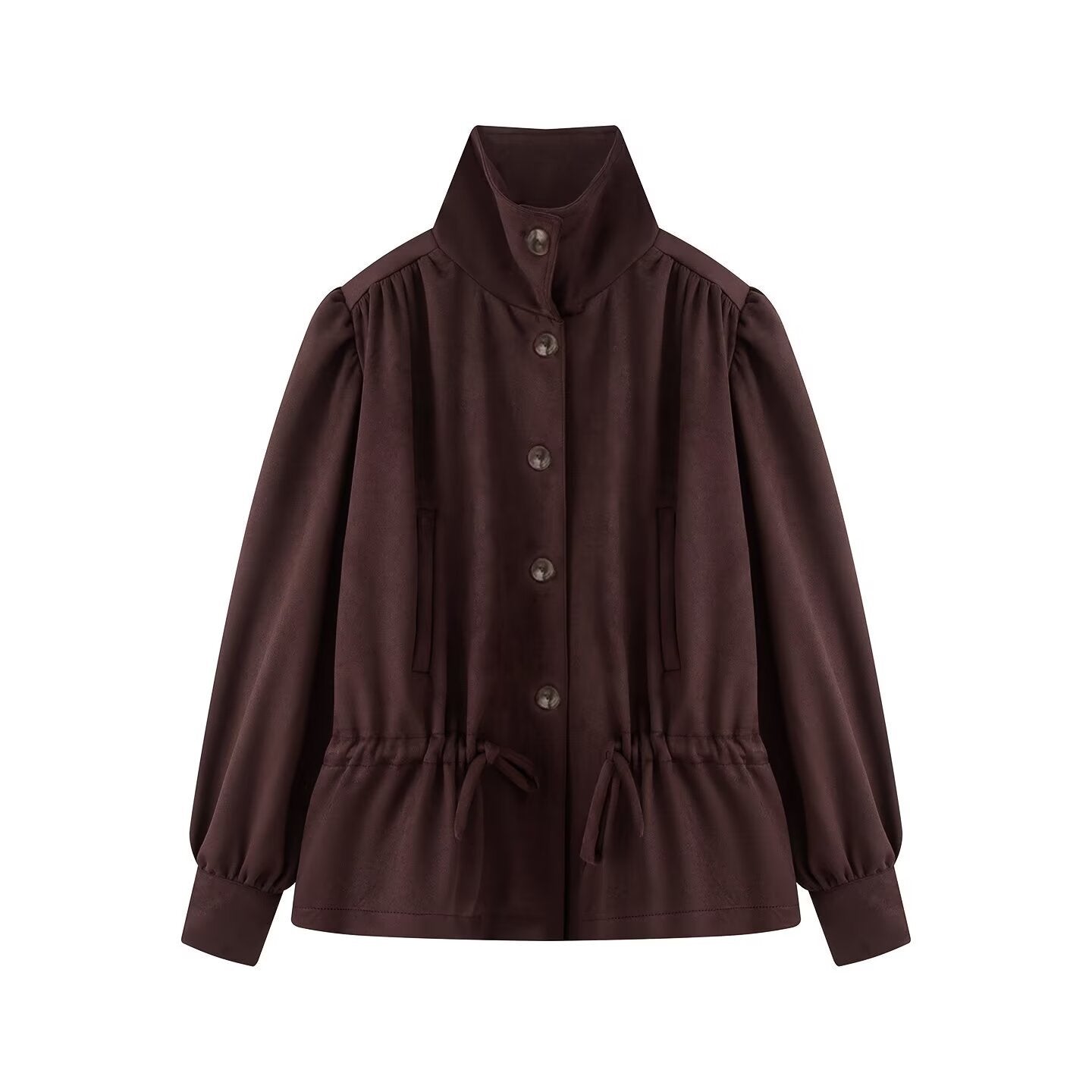 Bubble sleeve single breasted short windbreaker jacket