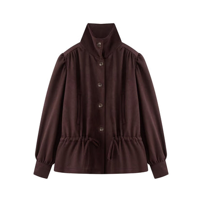 Bubble sleeve single breasted short windbreaker jacket