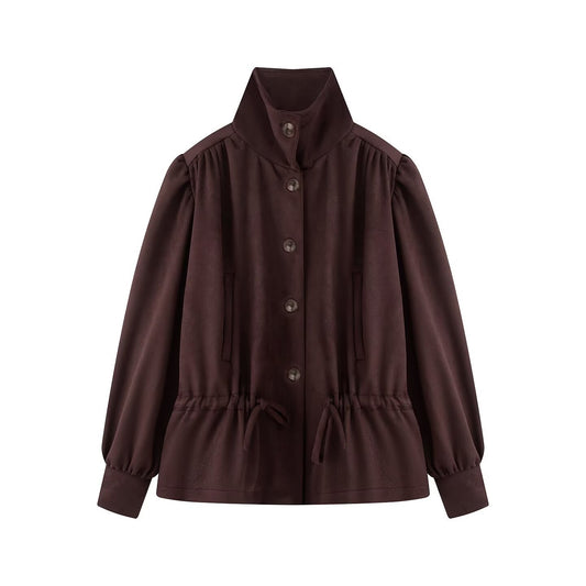 Bubble sleeve single breasted short windbreaker jacket