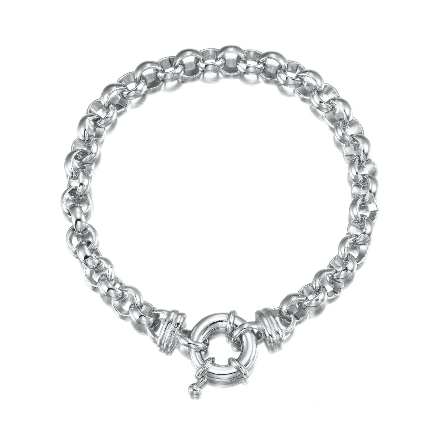 925 Sterling Silver Plated 6mm Belcher Chain Bracelet with Marina Bolt Clasp