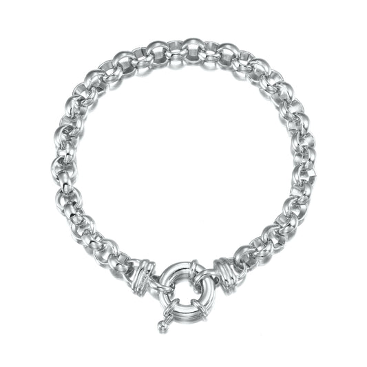 925 Sterling Silver Plated 6mm Belcher Chain Bracelet with Marina Bolt Clasp