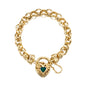 18ct Heavy Yellow Gold Plated  10mm Belcher Chain Bracelet with a Green Filigree Locket - USA Made
