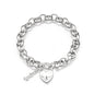 925 Sterling Silver Plated  10mm Belcher Chain Bracelet with a Small Plain Heart Locket - USA Made
