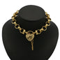 18ct Heavy Yellow Gold Plated  10mm Belcher Chain Bracelet with a Vegas Heart Locket - USA Made