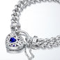 925 Sterling Silver Plated  Euro Chain Bracelet with a Dark Blue Filigree Locket - USA Made