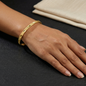 18ct Heavy Yellow Gold Plated Etched 5mm Wide Bangle-0