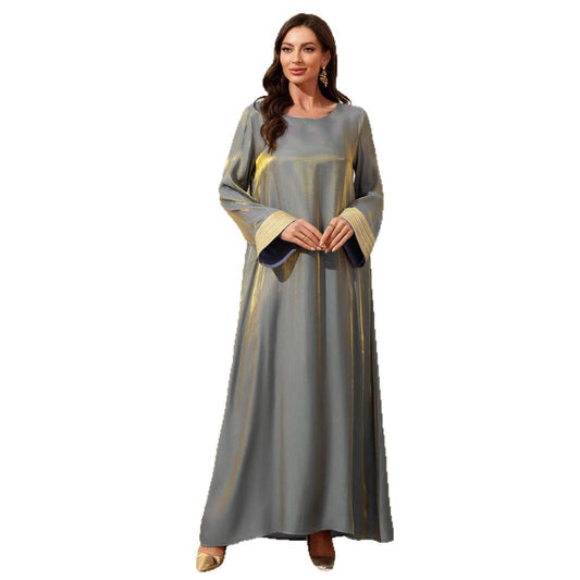Round neck long robe dress