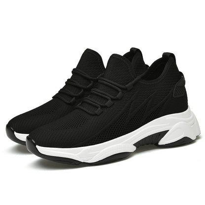 Tie-up Height-Increasing Shoes for Men, Breathable Mesh Casual Dad Shoes
