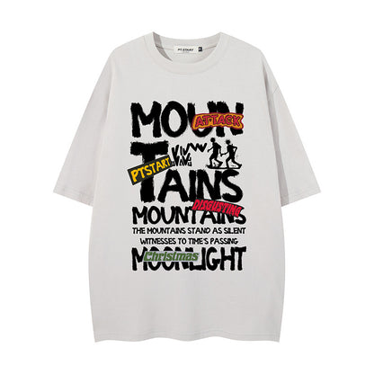 Graffiti letter printed short sleeved shirt